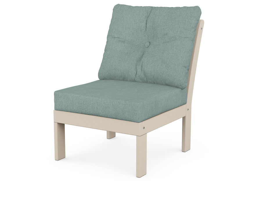 POLYWOOD Vineyard Modular Armless Chair in Sand / Glacier Spa