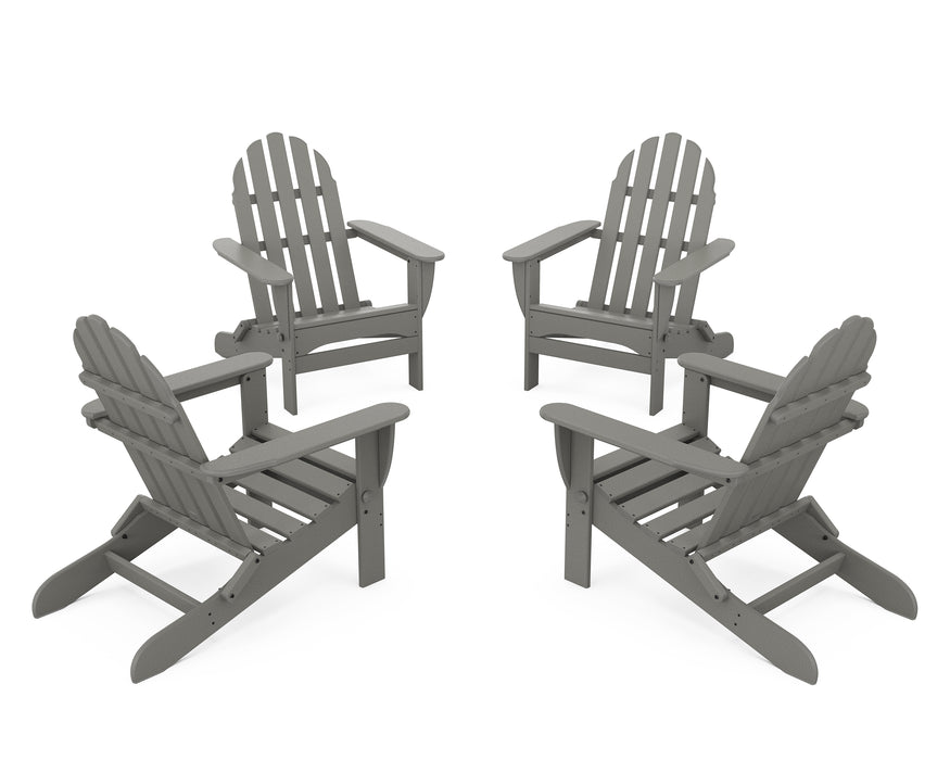 POLYWOOD 4-Piece Classic Folding Adirondack Conversation Set in Slate Grey