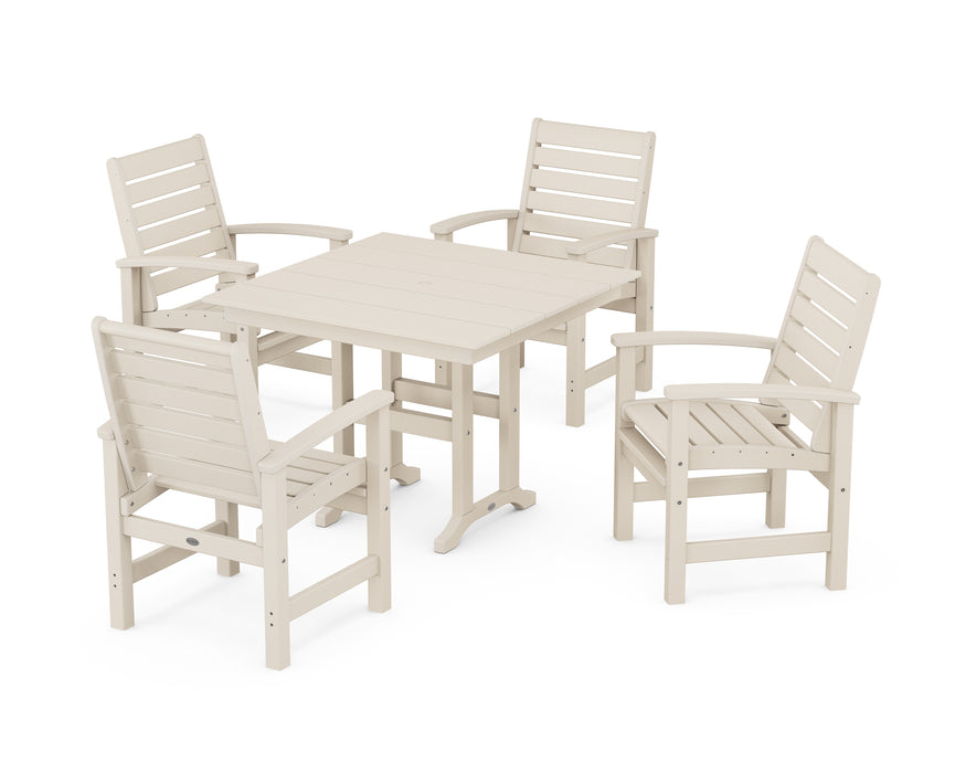 POLYWOOD Signature 5-Piece Farmhouse Dining Set in Sand