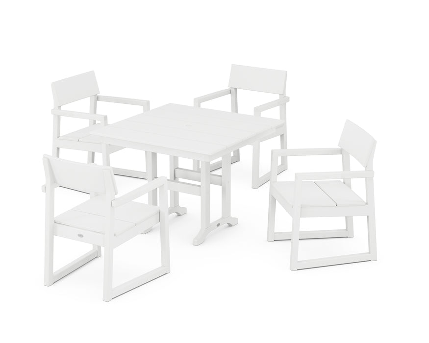 POLYWOOD EDGE 5-Piece Farmhouse Dining Set in White