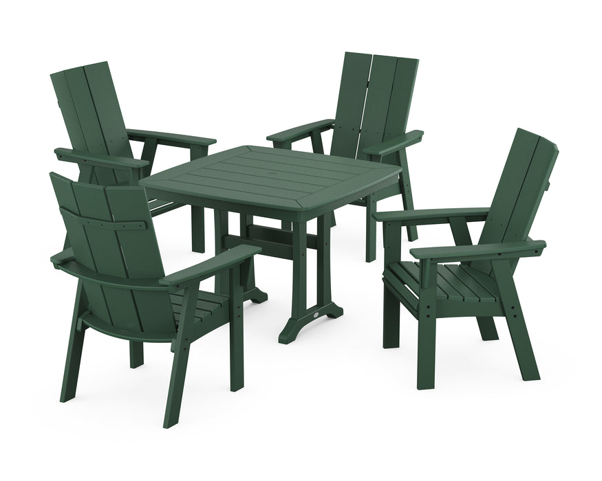 POLYWOOD Modern Adirondack 5-Piece Dining Set with Trestle Legs in Green