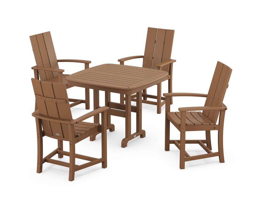 POLYWOOD Modern Adirondack 5-Piece Dining Set in Teak image