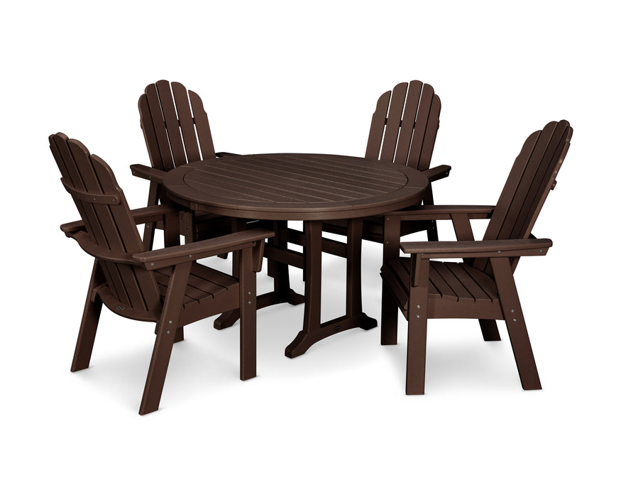 POLYWOOD Vineyard Curveback Adirondack 5-Piece Nautical Trestle Dining Set in Mahogany