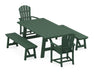POLYWOOD Palm Coast 5-Piece Rustic Farmhouse Dining Set With Benches in Green image