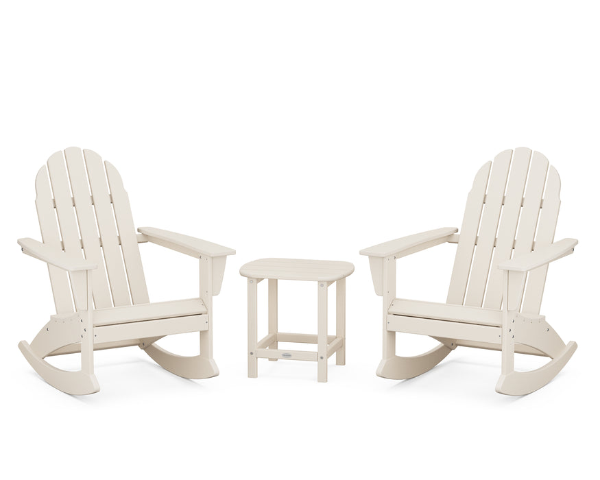 POLYWOOD Vineyard 3-Piece Adirondack Rocking Chair Set with South Beach 18" Side Table in Sand image