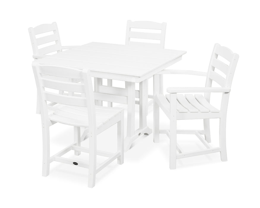 POLYWOOD La Casa Cafe 5-Piece Farmhouse Dining Set with Trestle Legs in White