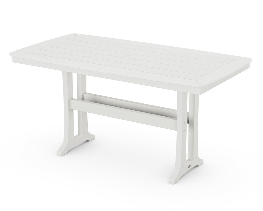 POLYWOOD Nautical Trestle 38" x 73" Counter Table in Vintage White