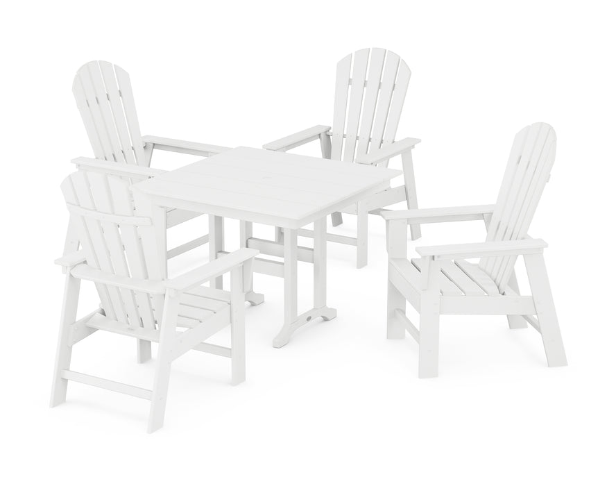 POLYWOOD South Beach 5-Piece Farmhouse Dining Set in White