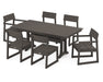 POLYWOOD EDGE 7-Piece Farmhouse Trestle Dining Set in Vintage Coffee image