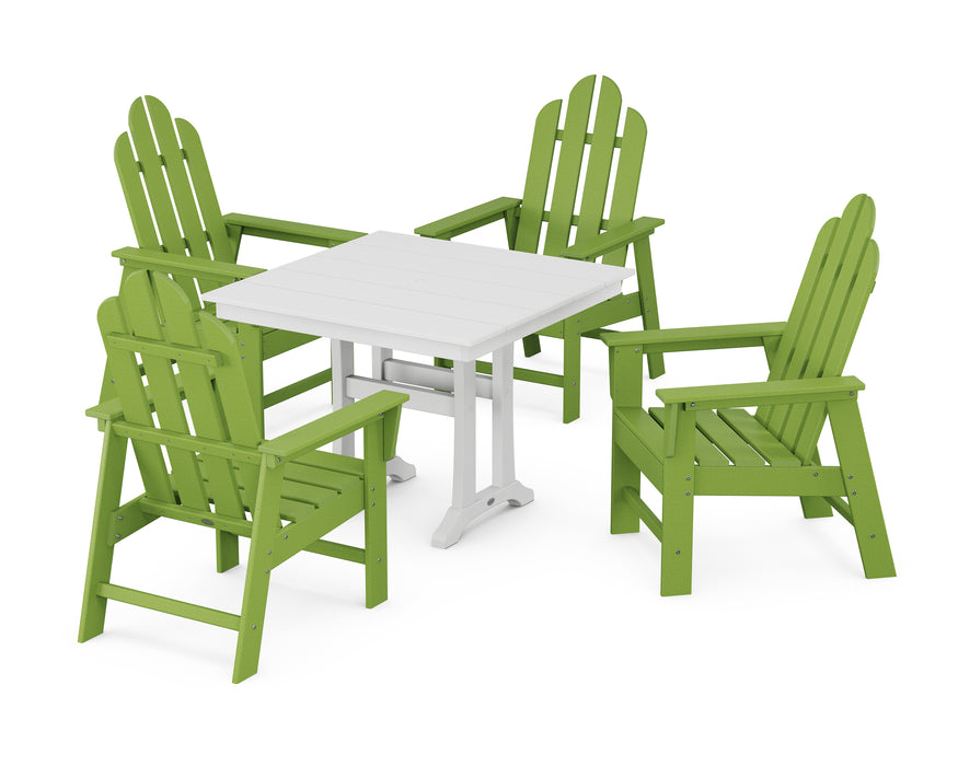 POLYWOOD Long Island 5-Piece Farmhouse Dining Set With Trestle Legs in Lime / White image