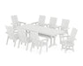 POLYWOOD Modern Curveback Adirondack Swivel 9-Piece Farmhouse Dining Set with Trestle Legs in White image