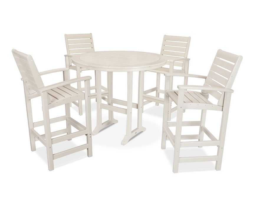 POLYWOOD 5 Piece Signature Bar Dining Set in Sand image