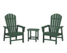 POLYWOOD South Beach Casual Chair 3-Piece Set with 18" South Beach Side Table in Green image