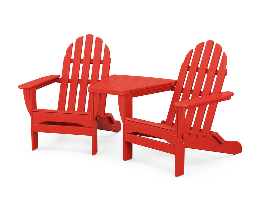 POLYWOOD Classic Folding Adirondacks with Angled Connecting Table in Sunset Red