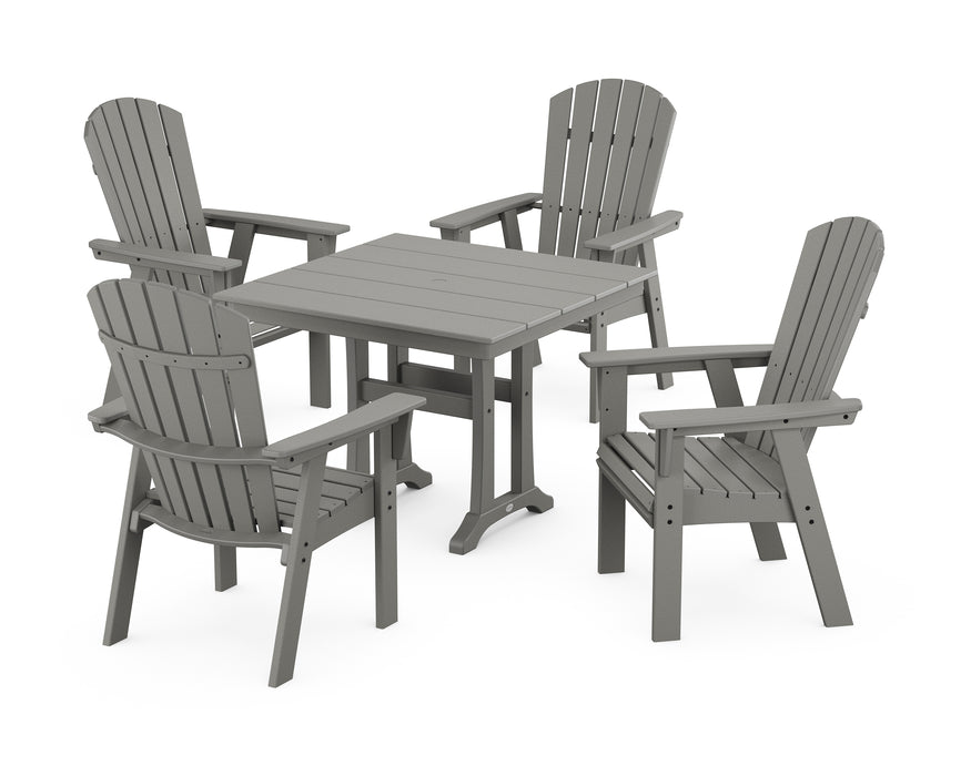 POLYWOOD Nautical Adirondack 5-Piece Farmhouse Dining Set With Trestle Legs in Slate Grey