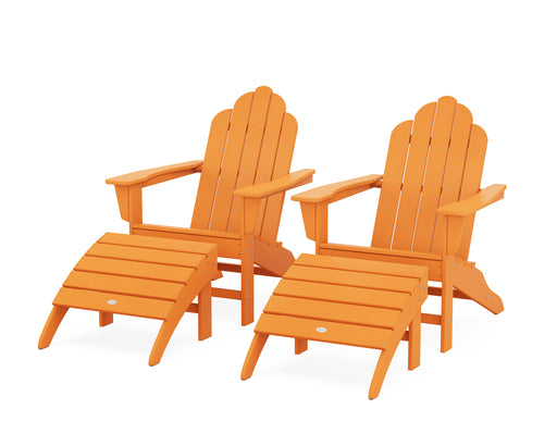 POLYWOOD Long Island Adirondack Chair 4-Piece Set with Ottomans in Tangerine image