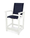 POLYWOOD Coastal Counter Chair in White / Navy Blue Sling image