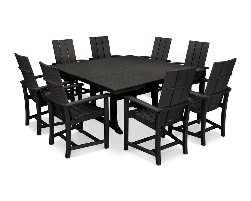 POLYWOOD Modern Adirondack 9-Piece Farmhouse Trestle Dining Set in Black