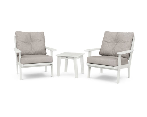 POLYWOOD Lakeside 3-Piece Deep Seating Chair Set in Vintage White / Weathered Tweed image