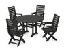 POLYWOOD Captain 5-Piece Round Dining Set with Trestle Legs in Black image
