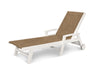 POLYWOOD Coastal Chaise with Wheels in White / Burlap Sling image