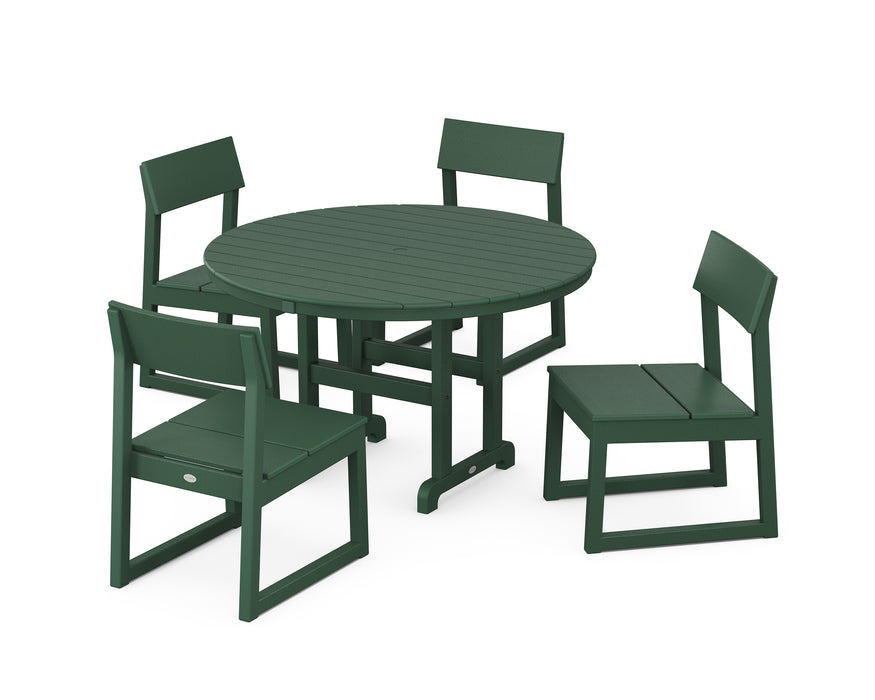 POLYWOOD EDGE Side Chair 5-Piece Round Farmhouse Dining Set in Green image