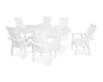 POLYWOOD Modern Curveback Adirondack 7-Piece Farmhouse Dining Set with Trestle Legs in Vintage White image