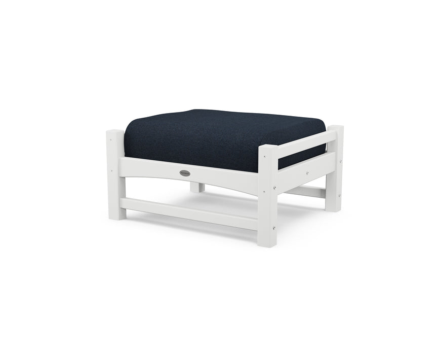 POLYWOOD Club Ottoman in White / Marine Indigo