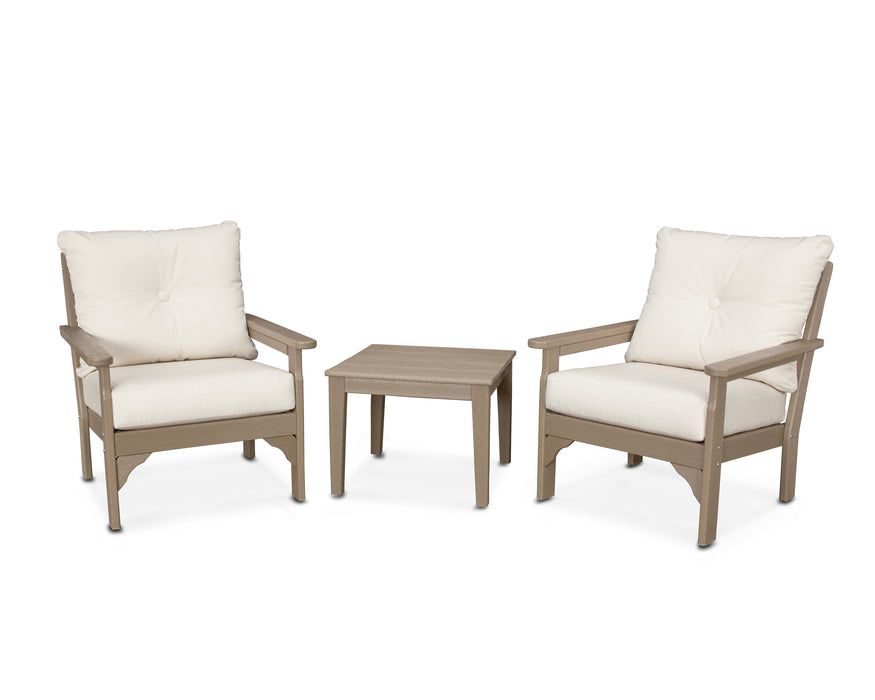 POLYWOOD Vineyard 3-Piece Deep Seating Set in Vintage Sahara / Bird's Eye