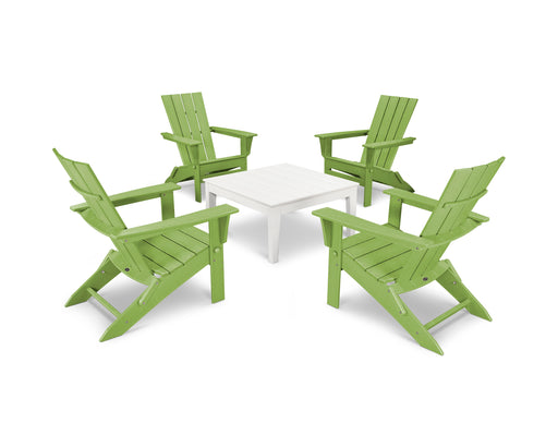 POLYWOOD Quattro 5-Piece Conversation Set in Lime / White image