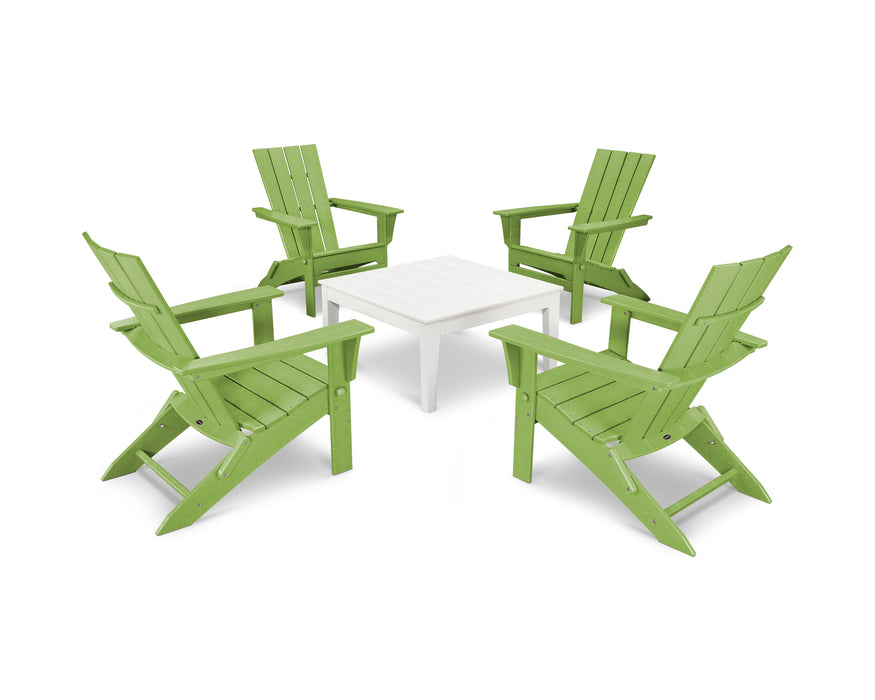 POLYWOOD Quattro 5-Piece Conversation Set in Lime / White