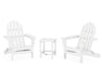 POLYWOOD Classic Folding Adirondack 3-Piece Set with Long Island 18" Side Table in White image