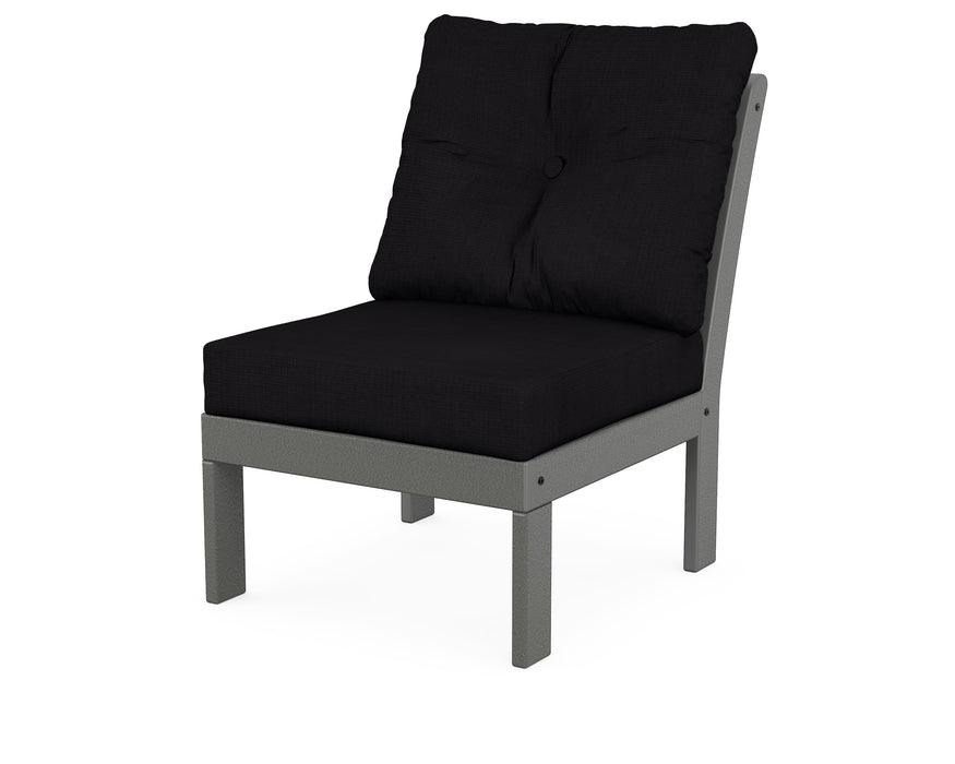 POLYWOOD Vineyard Modular Armless Chair in Slate Grey / Midnight Linen