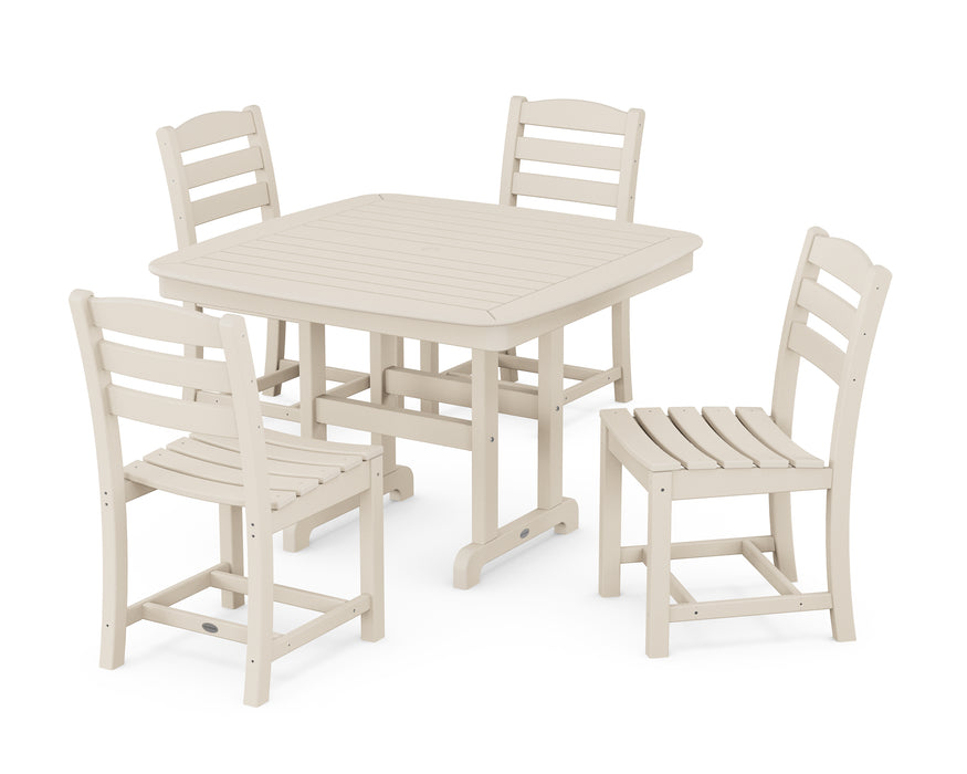 POLYWOOD La Casa Cafe Side Chair 5-Piece Dining Set with Trestle Legs in Sand