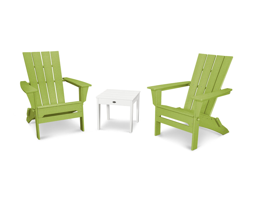 POLYWOOD Quattro 3-Piece Adirondack Set in Lime / White image