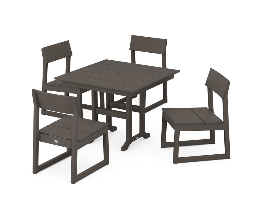 POLYWOOD EDGE Side Chair 5-Piece Farmhouse Dining Set in Vintage Coffee image