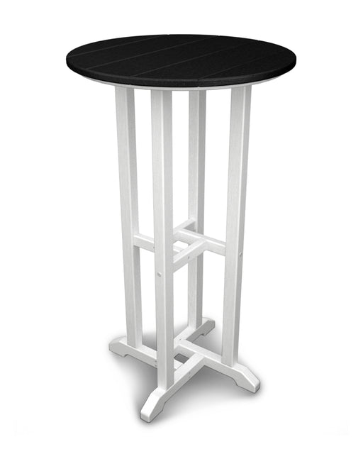 POLYWOOD Contempo 24" Round Bar Table in White / Black image