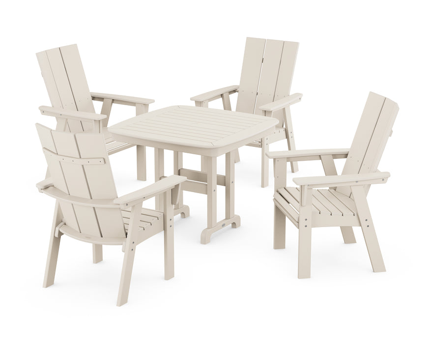 POLYWOOD Modern Curveback Adirondack 5-Piece Dining Set in Sand