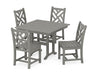 POLYWOOD Chippendale Side Chair 5-Piece Farmhouse Dining Set in Slate Grey image