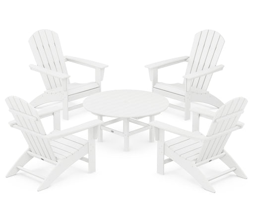 POLYWOOD Nautical 5-Piece Adirondack Chair Conversation Set in White image