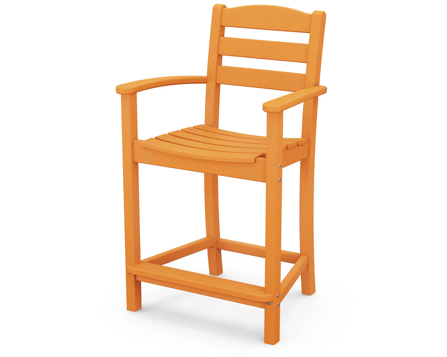 POLYWOOD La Casa Cafe Counter Arm Chair in Tangerine