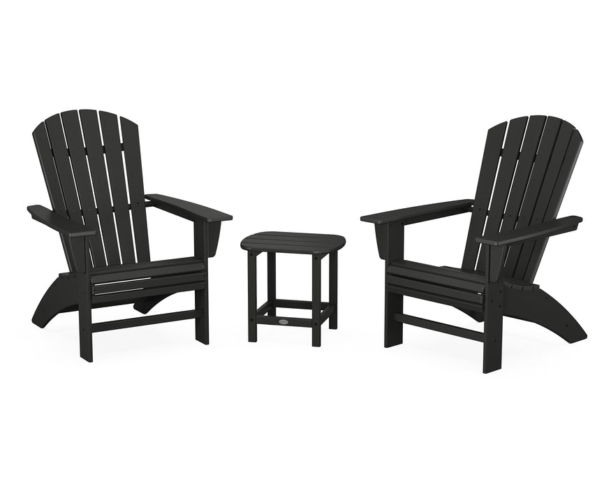 POLYWOOD Nautical 3-Piece Curveback Adirondack Set in Black image