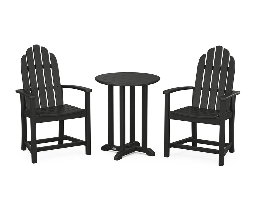 POLYWOOD Classic Adirondack 3-Piece Round Dining Set in Black