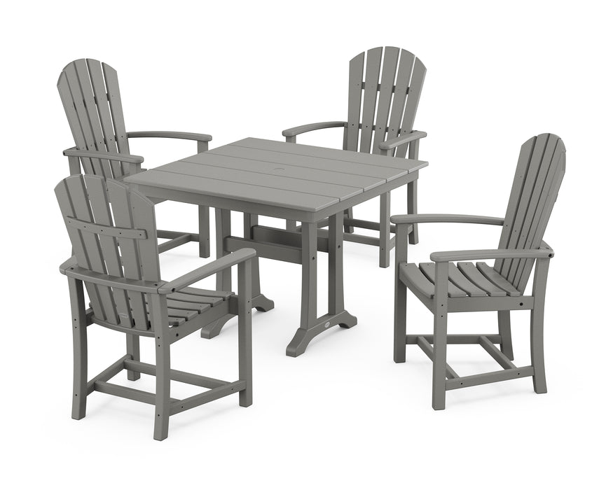 POLYWOOD Palm Coast 5-Piece Farmhouse Dining Set With Trestle Legs in Slate Grey