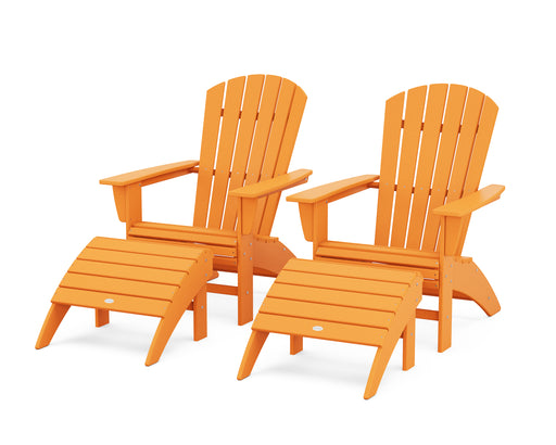 POLYWOOD Nautical Curveback Adirondack Chair 4-Piece Set with Ottomans in Tangerine image