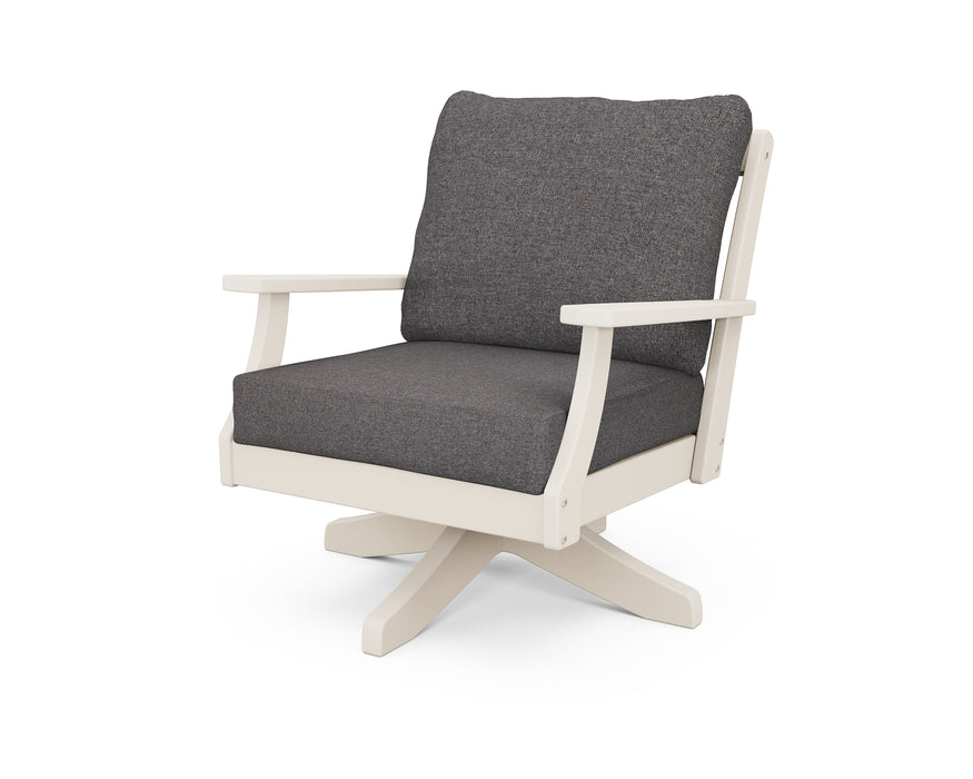 POLYWOOD Braxton Deep Seating Swivel Chair in Sand / Ash Charcoal