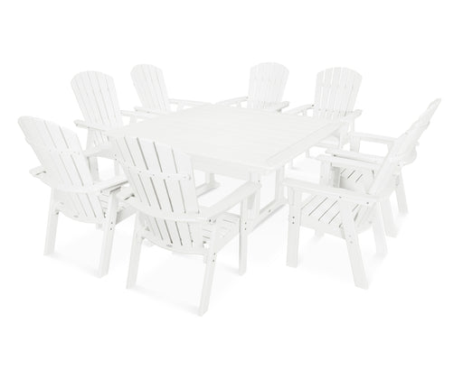 POLYWOOD Nautical Adirondack 9-Piece Trestle Dining Set in White image