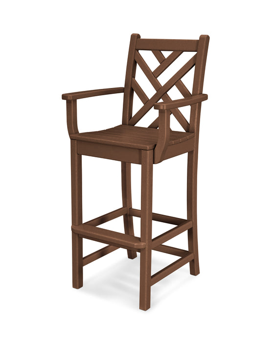 POLYWOOD Chippendale Bar Arm Chair in Teak