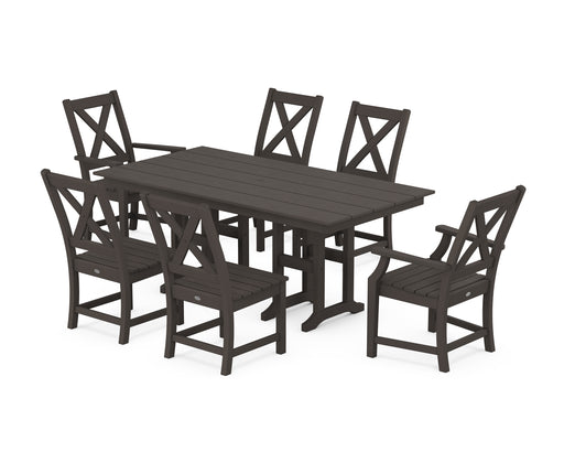 POLYWOOD Braxton 7-Piece Farmhouse Dining Set in Vintage Coffee image