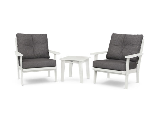 POLYWOOD Lakeside 3-Piece Deep Seating Chair Set in Vintage White / Ash Charcoal image